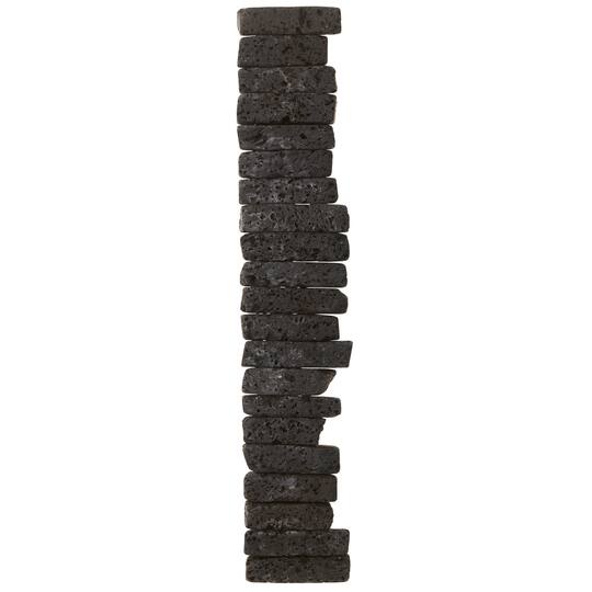 12 Pack: Black Natural Lava Stick Beads, 24mm by Bead Landing™